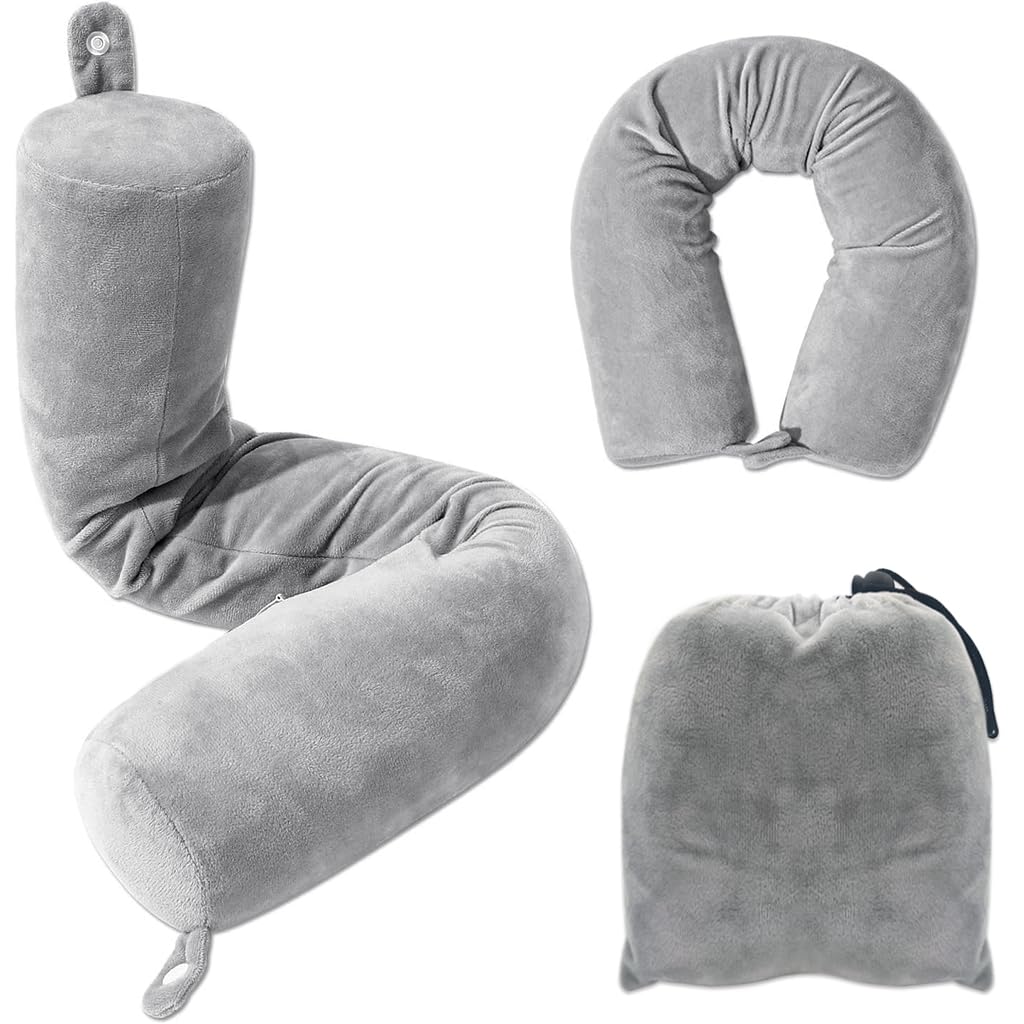 HANNEA Twist Memory Foam Neck Pillow Support Pillow, Used for Neck, Chin, Waist and Leg Support for Traveling on Airplane, Adjustable and Bendable Roll Pillow HANNEA Twist Memory Foam Neck Pillow Support Pillow, Used for Neck, Chin, Waist and Leg Support for Traveling on Airplane, Adjustable and Bendable Roll Pillow